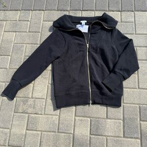 NWT Better Together Black Quarter Gold Zip Pullover Long Sleeve Womens XS NWT